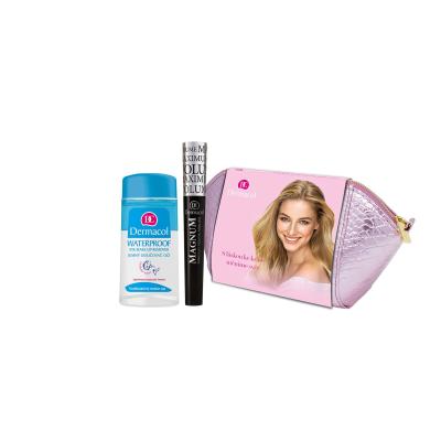 Dermacol Magnum Maximum Volume Darilni set maskara 9 ml + odstranjevalec ličil 120 ml + kozmetična torbica