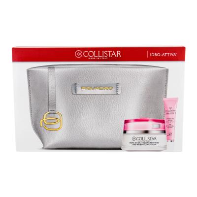 Collistar Idro-Attiva Deep Moisturizing Cream Darilni set vlažilna krema 50 ml + krema za okoli oči Eye Hydro-Gel 15 ml + kozmetična torbica Piquadro