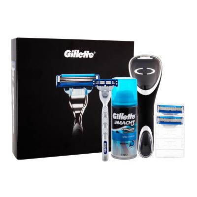 Gillette Mach3 Turbo Darilni set brivnik z enim rezilom 1 kos + nadomestna rezila 1 kos + gel za britje Extra Comfort 75 ml + potovalna embalaža 1 kos