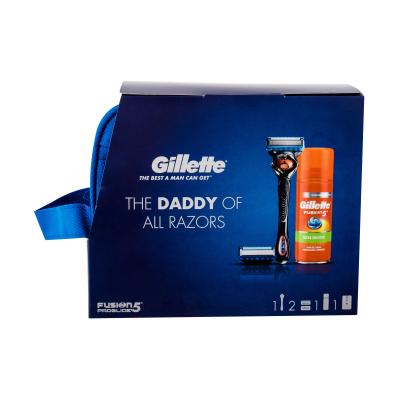 Gillette Fusion Proglide Flexball Darilni set brivnik z enim rezilom 1 kos + nadomestna rezila 2 kos + gel za britje HydraGel Sensitive 75 ml + kozmetična torbica