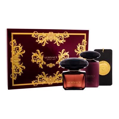 Versace Crystal Noir Darilni set parfumska voda 90 ml + losjon za telo 100 ml + označevalec prtljage