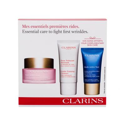 Clarins Multi-Active Darilni set dnevna krema za obraz 50 ml + čistilna pena Gentle Foaming Cleanser 30 ml + nočna krema za obraz Multi-Active Nuit 15 ml poškodovana škatla