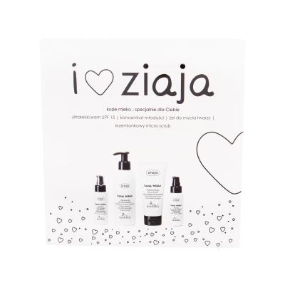 Ziaja Goat´s Milk Ultralight Face Cream SPF15 Darilni set denní pleťový krém SPF15 50 ml + pleťové sérum 50 ml + čisticí gel 200 ml + pleťový peeling 75 ml poškodovana škatla