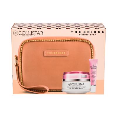Collistar Idro-Attiva Deep Moisturizing Cream Darilni set dnevna nega za obraz 50 ml + nega za oči Eye Hydro-Gel 8,5 ml + kozmetična torbica The Bridge