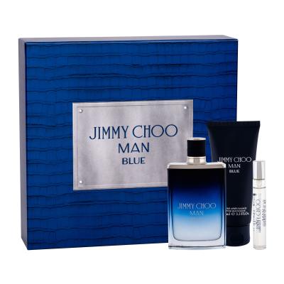 Jimmy Choo Man Blue Darilni set toaletní voda 100 ml + toaletní voda 7,5 ml + balsam po holení 100 ml poškodovana škatla