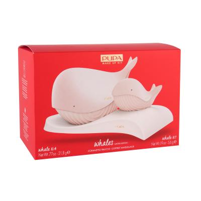 Pupa Whales Darilni set set za ličenje Pupa Whale 4 21,8 g + set za ličenje Pupa Whale 1 5,6 g + stojalo 1 kos poškodovana škatla