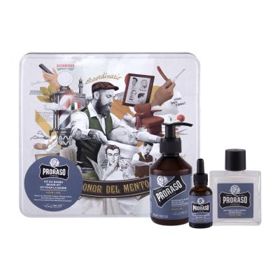 PRORASO Azur Lime Beard Wash Darilni set šampon za brado 200 ml + balzam za brado 100 ml + olje za brado 30 ml + škatlica