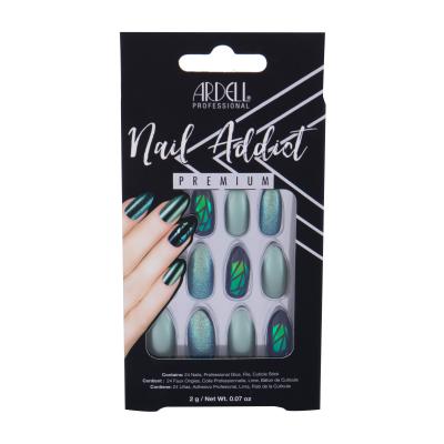 Ardell Nail Addict Premium Umetni nohti za ženske Odtenek Green Glitter Chrome Set