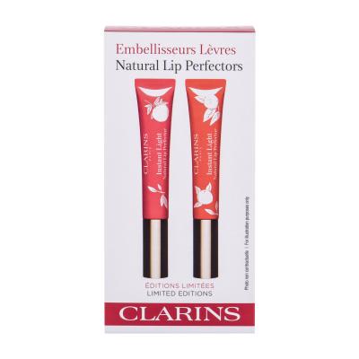 Clarins Instant Light Natural Lip Perfector Darilni set sijaj za ustnice 12 ml + sijaj za ustnice 14 Juicy Mandarin 12 ml