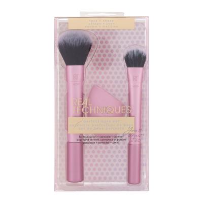 Real Techniques Perfect Base Set Darilni set kozmetični čopič Powder RT 201 + kozmetični čopič Blurring Concealer RT 223 + gobica za ličila Miracle Complexion Sponge