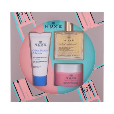 NUXE Les Essentiels Visage Darilni set dnevna krema Creme Fraiche de Beauté 30 ml + suho olje Huile Prodigieuse 50 ml + maska za obraz Insta Masque 50 ml