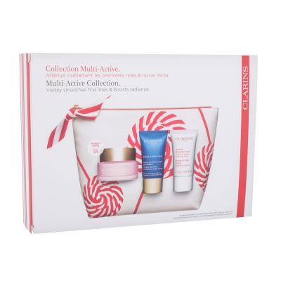 Clarins Multi-Active Collection Darilni set dnevna krema Multi-Active Day 50 ml + nočna krema Multi-Active Night 15 ml + balzam za obraz Beauty Flash Balm 15 ml + kozmetična torbica