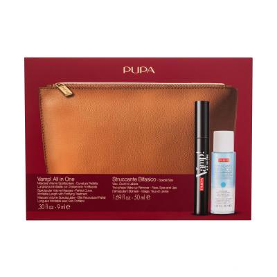 Pupa Vamp! All In One Darilni set maskara Vamp! All in One 9 ml + odstranjevalec ličil Two-phase Make-up Remover 50 ml + torbica