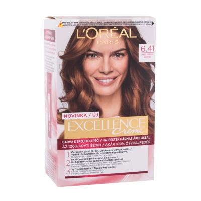 L'Oréal Paris Excellence Creme Triple Protection Barva za lase za ženske 48 ml Odtenek 6,41 Natural Hazelnut Brown