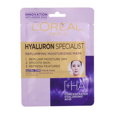L'Oréal Paris Hyaluron Specialist Replumping Moisturizing Maska za obraz za ženske 1 kos