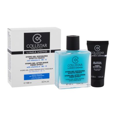 Collistar Uomo Hydro-Gel After-Shave Darilni set gel po britju Linea Uomo Hydro-Gel After-Shave 100 ml + gel za prhanje Toning Shower Gel 30 ml