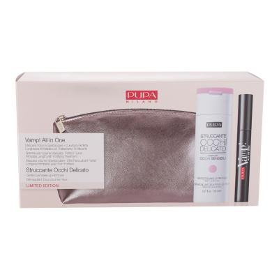 Pupa Vamp! Explosive Lashes Darilni set maskara Vamp! Explosive Lashes 12 ml + odstranjevalec ličil Struccante Occhi Delicato Gentle Eye Make-Up Remover 150 ml + kozmetična torbica
