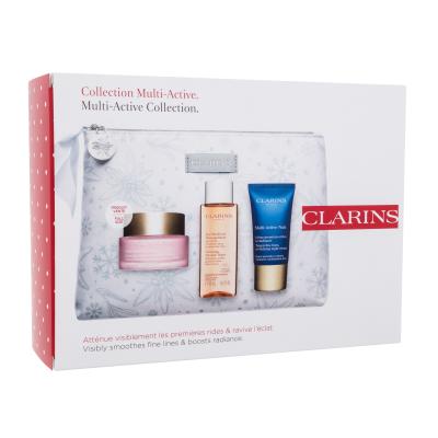 Clarins Multi-Active Collection Darilni set dnevna krema za obraz Multi-Active Day 50 ml + nočna krema za obraz Multi-Active Night 15 ml + micelarna vodica Cleansing Micellar Water 50 ml + kozmetična torbica