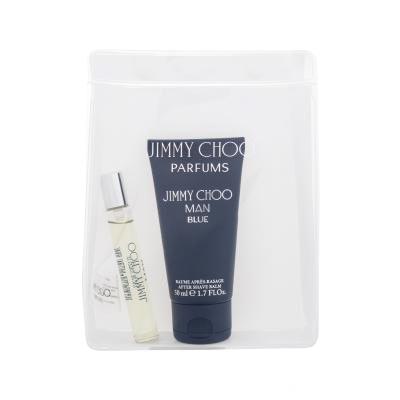 Jimmy Choo Man Blue Darilni set toaletna voda 7,5 ml + balzam po britju 50 ml + kozmetična torbica