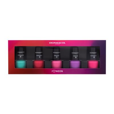 Dermacol Neon Nail Polish Set 2022 Darilni set lak za nohte 5 ml + lak za nohte 5 ml 37 Neon Aqua Blu + lak za nohte 5 ml 31 Neon Jelly + llak za nohte 5 ml 26 Neon Sugar + lak za nohte 5 ml 35 Neon Fantasy