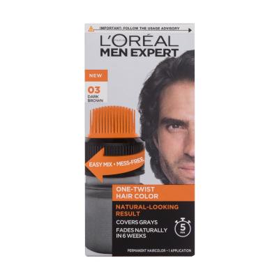 L'Oréal Paris Men Expert One-Twist Hair Color Barva za lase za moške 50 ml Odtenek 03 Dark Brown