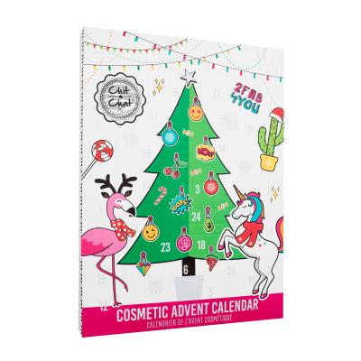 Technic Chit Chat Cosmetic Advent Calendar Darilni set lak za nohte 2 kos + senčilo 2 kos + črtalo za ustnice 3 kos + glos za ustnice 3 kos + šminka 1 kos + balzam za ustnice 2 kos + okraski za nohte + elastika za lase 1 kos + ločevalnik prstov 1 kos + nalepke za nohte + šilček 1 kos + pilica 1 kos 