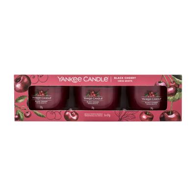 Yankee Candle Black Cherry Darilni set dišeča svečka 3 x 37 g poškodovana škatla