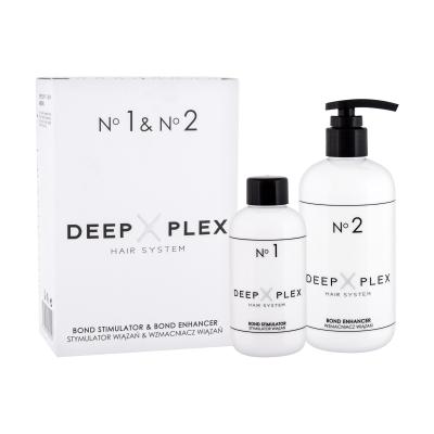 Stapiz Deep_Plex No. 1 & No. 2 Darilni set stimulator Deep Plex Bond Stimulator No. 1 150 ml + sredstvo za krepitev las Deep Plex Bond Enhancer No. 2 290 ml poškodovana škatla