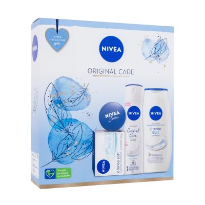 Nivea Original Care Darilni set gel za prhanje Creme Soft 250 ml + antiperspirant Original Care 150 ml + trdo milo Creme Soft 100 g + univerzalna krema Creme 30 ml poškodovana škatla