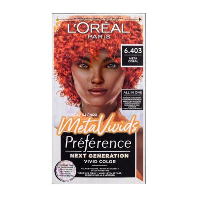 L'Oréal Paris Préférence Meta Vivids Barva za lase za ženske 75 ml Odtenek 6.403 Meta Coral
