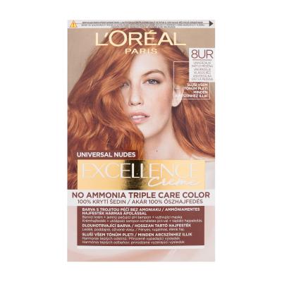 L'Oréal Paris Excellence Creme Triple Protection Barva za lase za ženske 48 ml Odtenek 8UR Universal Light Copper poškodovana škatla