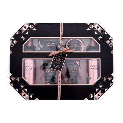 The Indulgent Bathing Co. Golden Boudoir Luxury Bath & Body Set Darilni set gel za prhanje Salted Caramel Body Wash 300 ml + trdo milo Salted Caramel Soap Bar 50 g + maslo za telo Salted Caramel Body Butter 100 ml + tělový peeling Salted Caramel Body Scrub 50 ml + losjon za telo Salted Caramel Body 