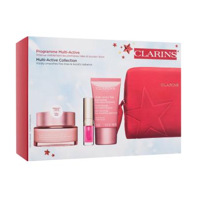 Clarins Multi-Active Collection Darilni set dnevna krema za obraz Multi-Active Day Cream 50 ml+ nočna krema za obraz Multi-Active Nuit Cream 15 ml + glos za ustnice Lip Comfort Oil 1,4 ml 04 Pitaya + serum za obraz Double Serum 0,9 ml + kozmetična torbica