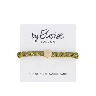 By Eloise London Woven Gold Circle Elastika za lase za ženske 1 kos Odtenek Olive Green