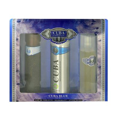 Cuba Blue Darilni set toaletna voda 100 ml + deodorant 200 ml + vodica po britju 100 ml poškodovana škatla