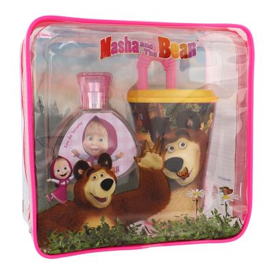 Disney Masha and The Bear Darilni set toaletna voda 50 ml + lonček za pitje s slamico + kozmetična torbica