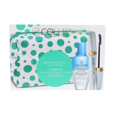 Collistar Shock Darilni set maskara 11 ml + odstranjevalec ličil Gentle Two Phase 50 ml + kozmetična torbica poškodovana škatla