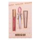 Makeup Revolution London Kiss & Go Darilni set  olje za ustnice Lip Oil 2,5 ml + piling za ustnice Lip Scrub 8 ml + čopič za piling ustnic 1 kos
