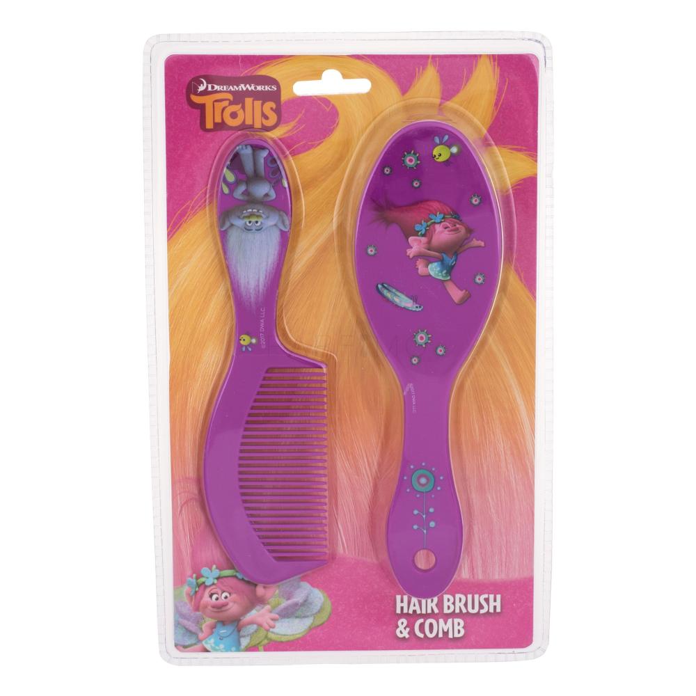 DreamWorks Trolls Darilni set krtača za lase 1 ks + glavnik  1 ks