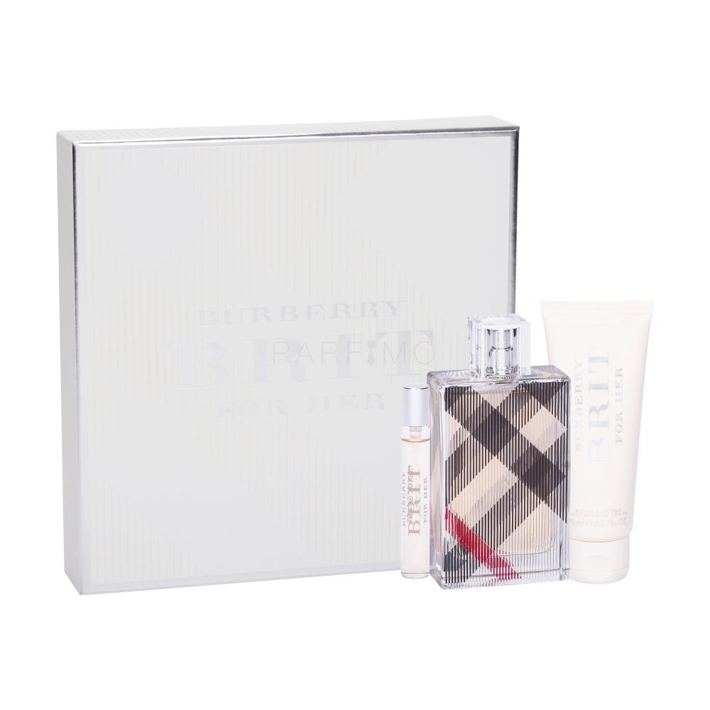 Burberry Brit for Her Darilni set parfumska voda 100 ml + parfumska voda 7,5 ml + losjon za telo 75 ml