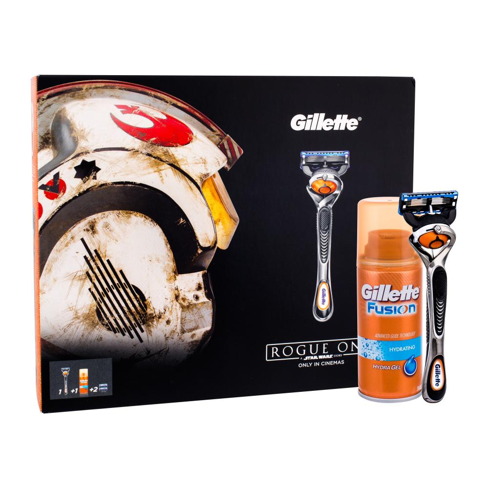 Gillette Fusion Proglide Rogue One A Star Wars Story Darilni set brivnik z enim rezilom 1 ks + nadomestna rezila 2 ks + gel za britje Fusion Hydrating 75 ml