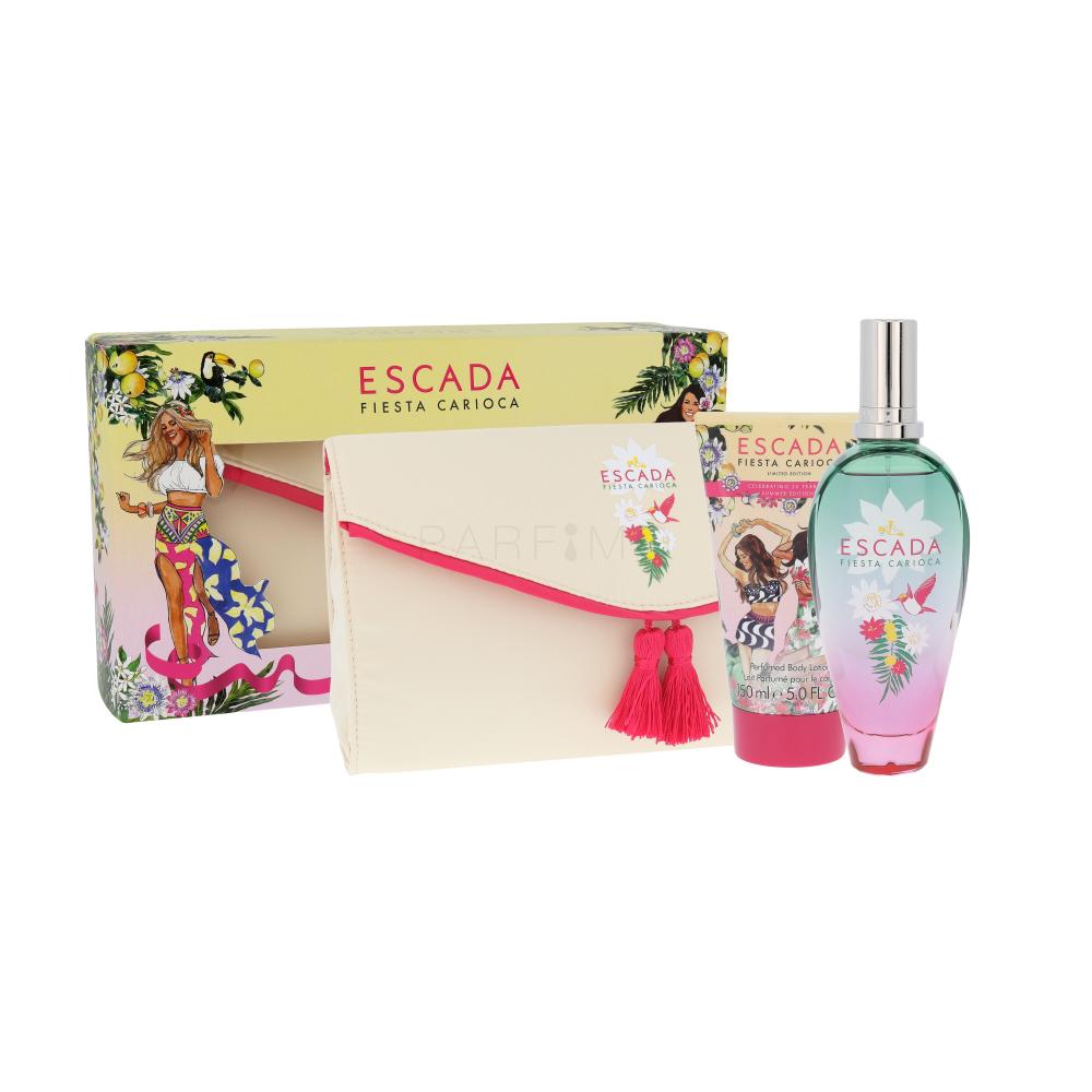 ESCADA Fiesta Carioca Darilni set toaletna voda 100 ml + losjon za telo 150 ml + kozmetična torbica poškodovana škatla