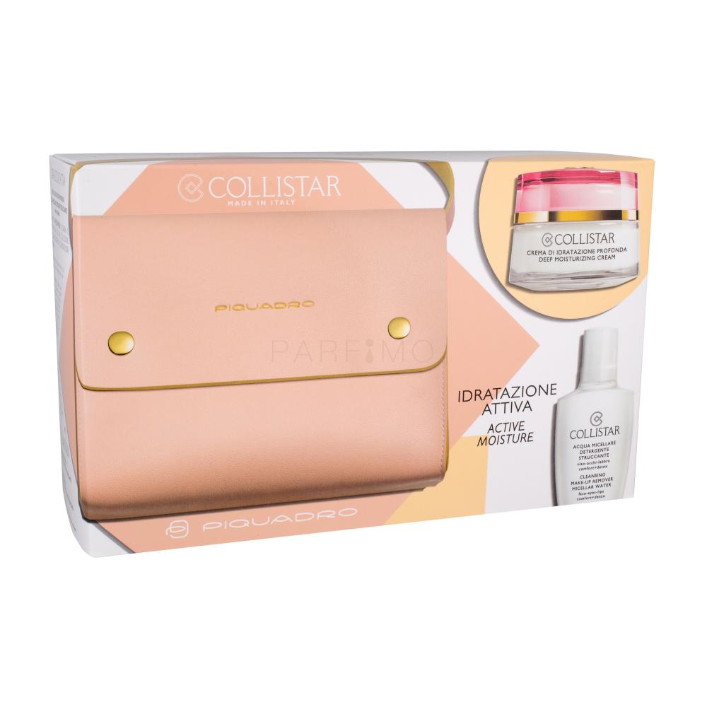 Collistar Idro-Attiva Deep Moisturizing Cream Darilni set dnevna nega kože 50 ml + odstranjevalec ličill Cleansing Make-Up Remover Micellar Water 50 ml + ročna torbica