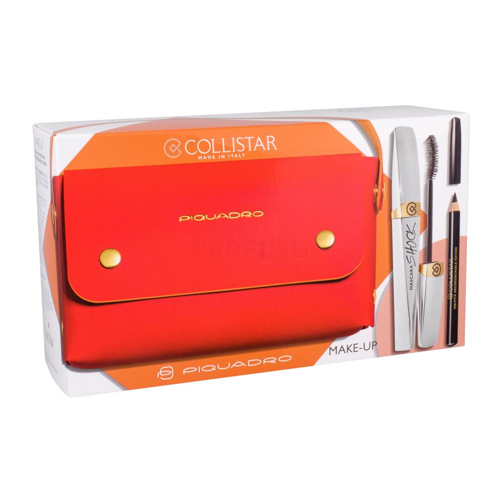 Collistar Shock Darilni set řasenka 8 ml + tužka na oči 2 g Black + kabelka poškodovana škatla