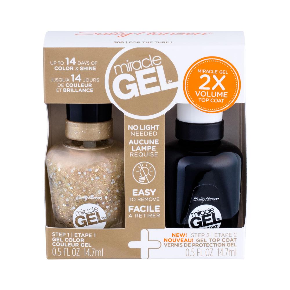 Sally Hansen Miracle Gel Darilni set gel lak za nohte Miracle Gel 14,7 ml + zgornji gel lak Miracle Gel Top Coat 14,7 ml