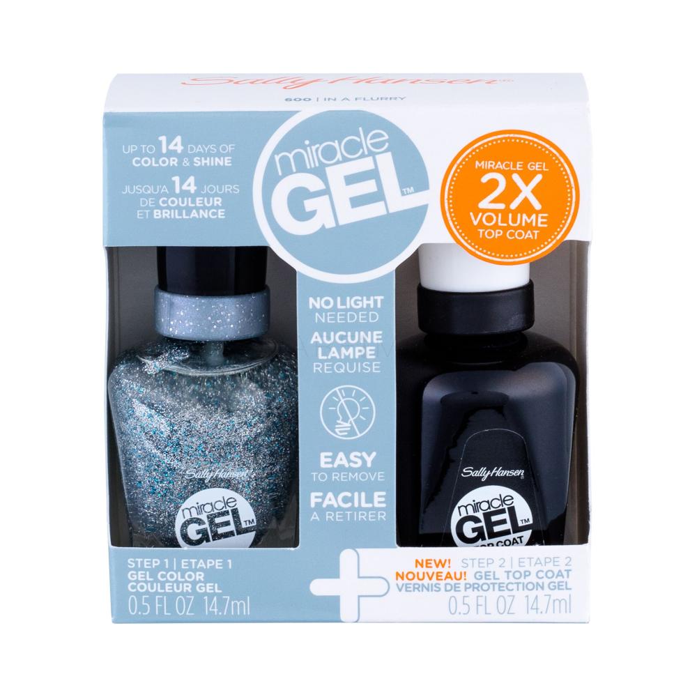 Sally Hansen Miracle Gel Darilni set gel lak za nohte Miracle Gel 14,7 ml + zgornji gel lak Miracle Gel Top Coat 14,7 ml