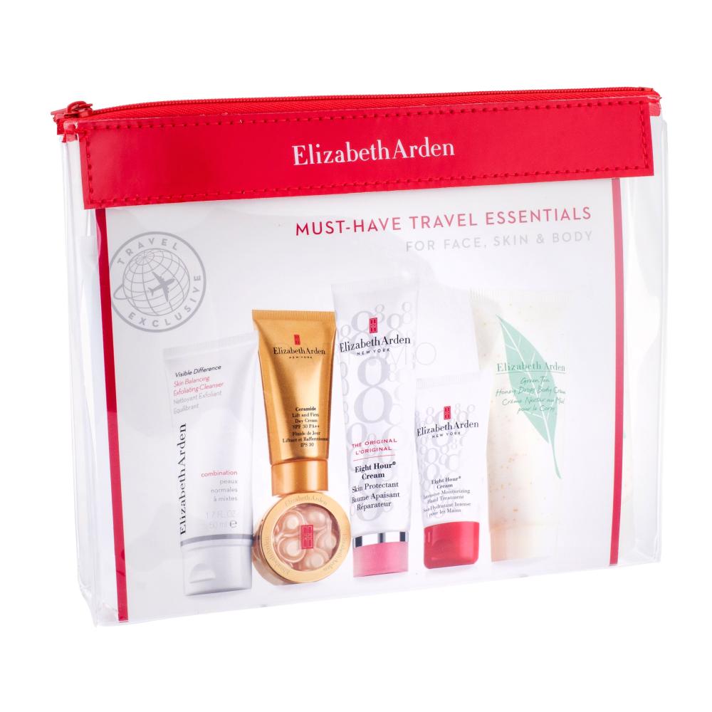 Elizabeth Arden Ceramide Daily Youth Restoring Darilni set serum za kožo 7 ks + dnevna nega kože 30 ml + krema za telo 100 ml + dnevna nega kože 50 ml + čistilna krema 50 ml + krema za roke 30 ml + kozmetična torbica