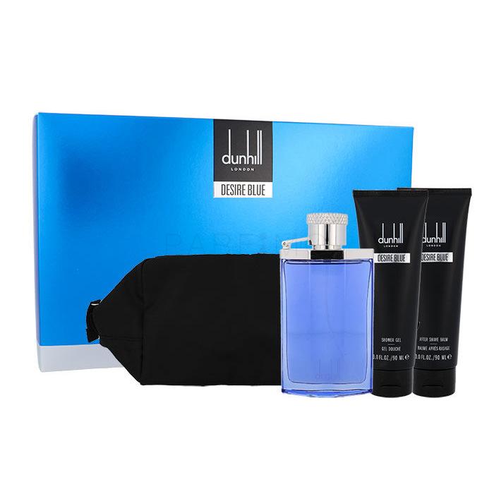 Dunhill Desire Blue Darilni set toaletní voda 100 ml + sprchový gel 90 ml + balzám po holení 90 ml + kosmetická taška poškodovana škatla