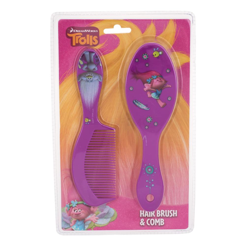 DreamWorks Trolls Darilni set krtača za lase 1 ks + glavnik  1 ks poškodovana embalaža