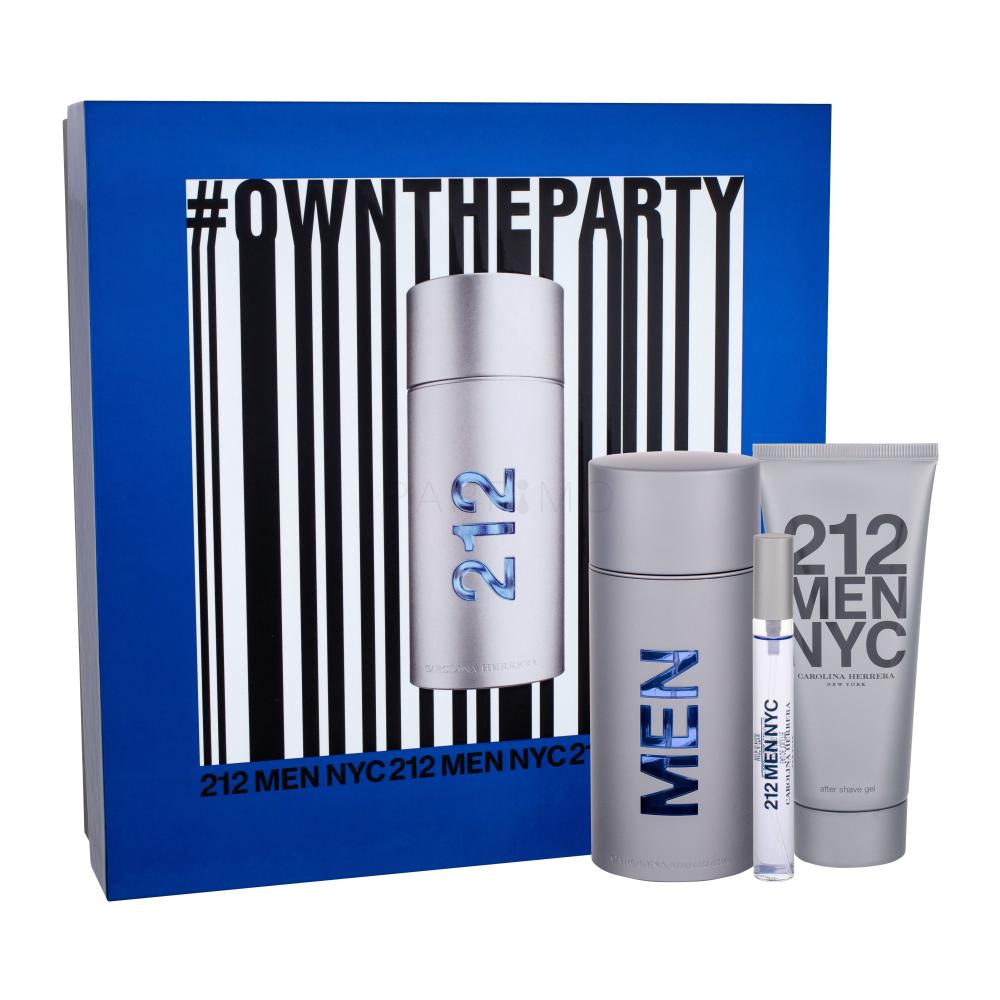 Carolina Herrera 212 NYC Men Darilni set toaletna voda 100 ml + gel po britju 100 ml + toaletna voda 10 ml
